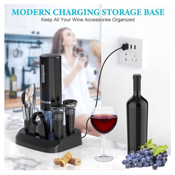 moocoo Electric Wine Set - Open,‎ Serve & Preserve - NWB - Picture 4 of 9